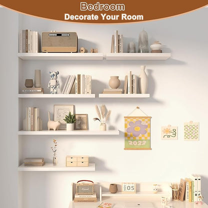 12 Inch Deep Floating Shelves for Wall 2 Pack Floating Shelfs Large Storage Space Wall Decor Display Shelf for Bathroom Living Room Bedroom Kitchen 40" W x 12" D x 1.2" H White