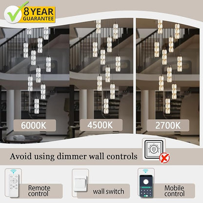 ykolupty Modern Chandelier 10-Lights Black Chandelier Lighting Fixture High Ceiling Chandelier Suitable for Living Room Staircase Villa, TP3030-10H