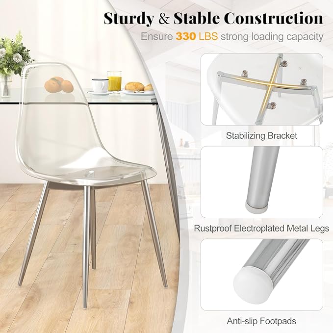 Tangkula Dining Table Set for 4, Modern Kitchen Table and Chairs, Glass Table and Chairs Set of 4 for Small Living Room, Kitchen