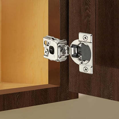 Home Expert 10 Pack (5 Pairs) 1" Overlay Soft Close Cabinet Hinges, Satin Nickel Stainless Steel Concealed Hinges with 3D Self-Closing for Face Frame Doors & Kitchens