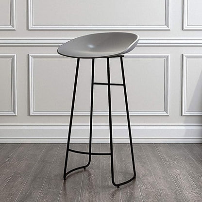 Minimalist Plastic PP Stools Backless with Metal Legs, Kitchen Island Dining Chairs with Comfortable Footrest, Counter Height Stools for Counter,Grey-65cm