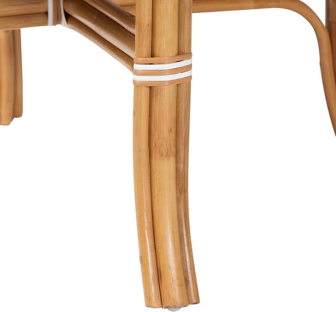 Bali & pari Mattie Natural Rattan Round Bistro Dining Table - Handwoven Cafe-Style Accent Table for Kitchen or Indoor/Outdoor Lounge, Honey Natural & White