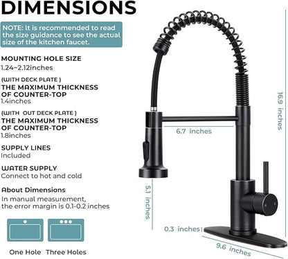 Kitchen Faucet with Pull Down Sprayer,Commercial Single Handle Stainless Steel Kitchen Faucets with Deck Plate (Oil Rubbed Bronze)