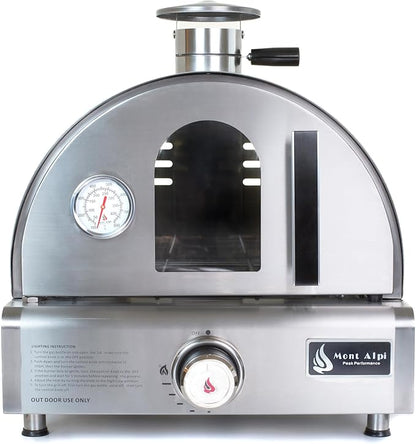 Mont Alpi MAPCL-MAPZ-Combo Outdoor Prep Bar Cart with Ceramic Top Counter + Wine Holder + Stainless Steel Cabinets + MAF Refrigerator + Portable Countertop Gas Pizza Oven Combo with Pizza Stone
