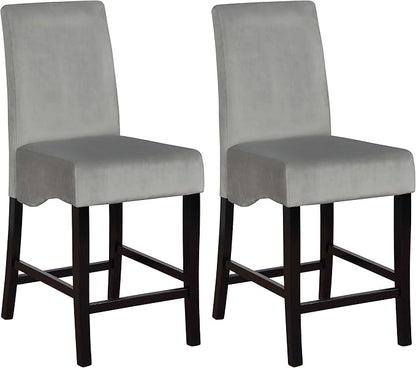 Coaster Home Furnishings - Stanton - Wood Upholstered Counter Height Chairs (Set of 2) - Padded High Back, Armless Stools with Footrest - Dining Room & Kitchen - Grey - 102069GRY