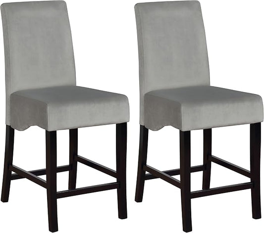 Coaster Home Furnishings - Stanton - Wood Upholstered Counter Height Chairs (Set of 2) - Padded High Back, Armless Stools with Footrest - Dining Room & Kitchen - Grey - 102069GRY