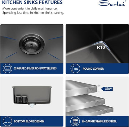 15 Undermount Black Bar Sink - Sarlai 15 x 17 inch Undermount Wet Bar Prep Sink Stainless Steel 16 Gauge Gunmetal Black Single Bowl RV Camper Prep Kitchen Sink