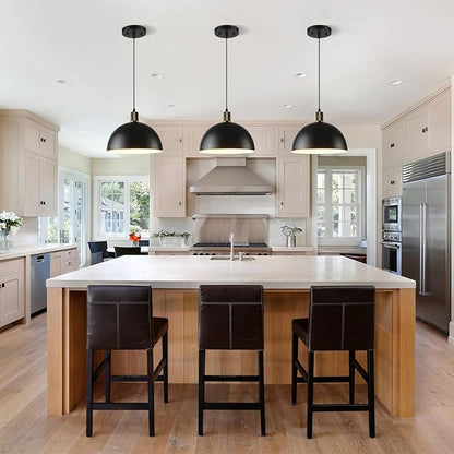 Black Pendant Lights Kitchen Island 3 Pack, 11.8" Modern Black and Gold Pendant Light Fixtures Dome Farmhouse Hanging Lights for Sink Dining Room Hallway Entryway