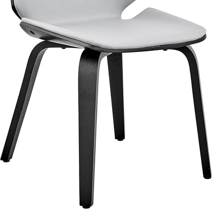Armen Living Brinley Mid Century Modern Gray Faux Leather and Black Wood Dining Room Accent Side Chair for Kitchen Table Desk Vanity
