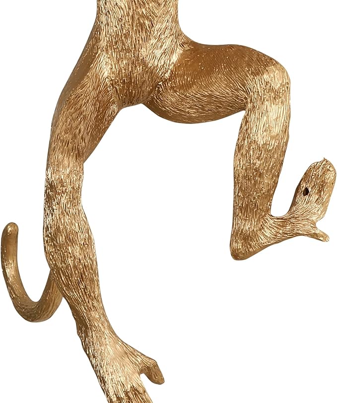 YIYIBYUS Monkey Wall Lamp, Vintage Resin Monkey Form Wall Lamp, Nordic Light Retro Resin Monkey Light Fixture, Modern Wall Lighting E26(Not Included) for Dining Living Room Bedroom (Golden)