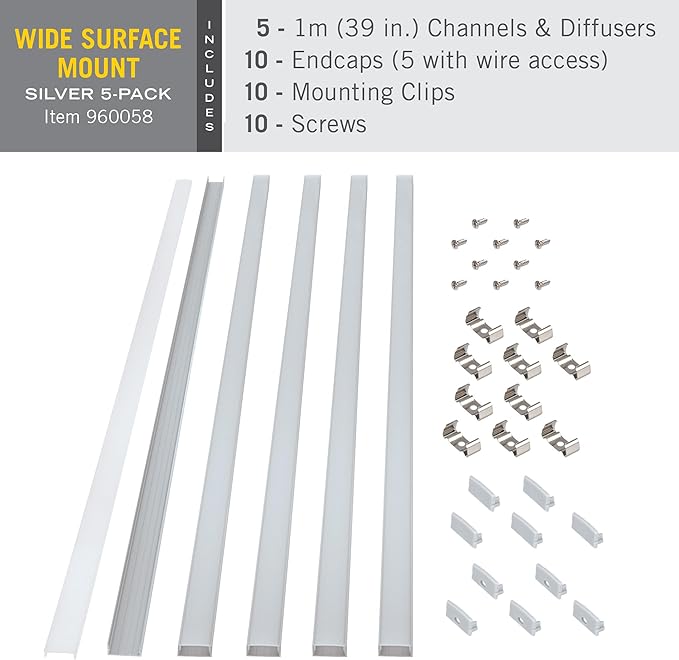 Armacost Lighting Recess Drywall Mount LED Tape Light Accessory Pack, Grey 960008