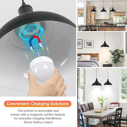 Black Battery Operated Pendant Lights 2 Pack, Modern Rechargeable Pendant Lighting with Remote, Pendant Light Fixtures for Kitchen Island, Industrial Hanging Lights for Dining Room Hallway Entryway
