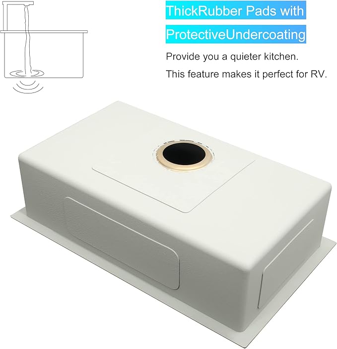 MILOSEN Gold RV Kitchen Sink, 25×15 inch 16 Gauge T304 Stainless Steel Undermount RV Sink with Basket Strainer, Gold Outdoor Camper Sinks, 7'' Depth Deep Single Bowl Laundry Basin
