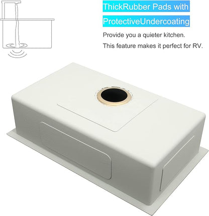 MILOSEN Gold RV Kitchen Sink, 25×15 inch 16 Gauge T304 Stainless Steel Undermount RV Sink with Basket Strainer, Gold Outdoor Camper Sinks, 7'' Depth Deep Single Bowl Laundry Basin