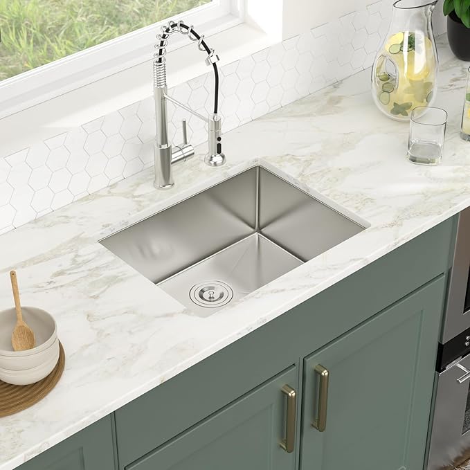 Logmey 21x18 Undermount Bar Sink,16 Gauge Heavy-Duty Stainless Steel Handmade Small Kitchen Sink,Scratch-resistant,Easy Clean,21x18x9 Single Bowl Utility Sink for RV & Prep Station