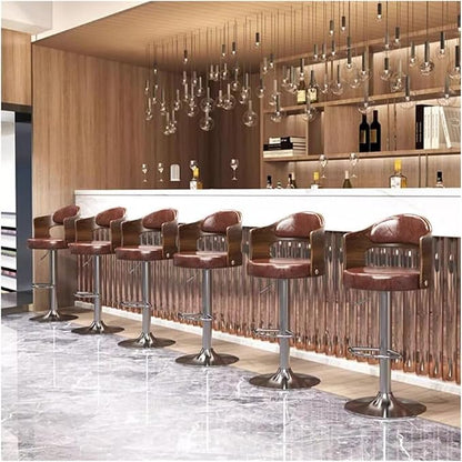 Adjustable s with Back, Upholstered Stools with Footrest and Armrests for Kitchen Island and Counter Height Dining,/Brown a