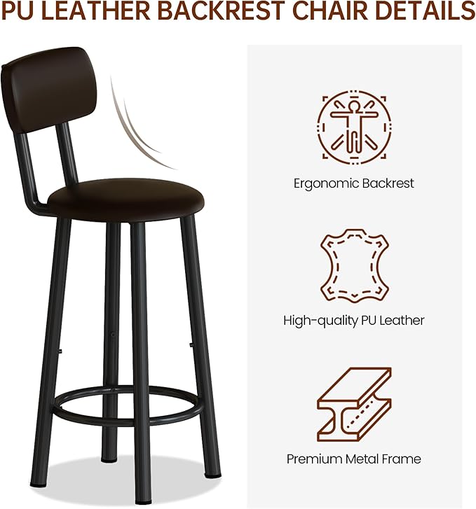 DKLGG Dining Table Set for 2, Counter Height Bar Table Set with Storage ＆ Stools, High Top Pub Table and Chairs for Kitchen, Dining Room, Sofa Side, Apartment, Breakfast Nook, Brown