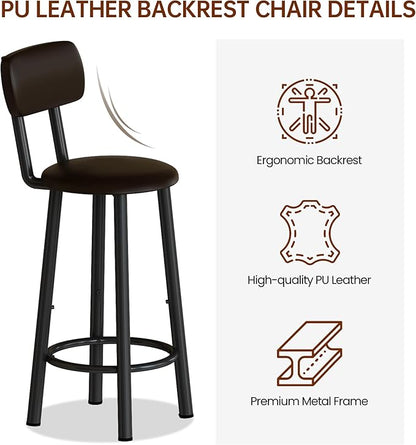 DKLGG Dining Table Set for 2, Counter Height Bar Table Set with Storage ＆ Stools, High Top Pub Table and Chairs for Kitchen, Dining Room, Sofa Side, Apartment, Breakfast Nook, Brown
