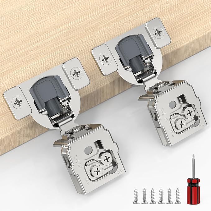 Furniware 20 Pack 10 Pairs 1-1/4 inch Overlay Soft Close Hinges for Face Frame Kitchen Cabinet Hinges Satin Nickel - 3 Way Adjustability Concealed Soft Close Hinges Damper Self Closing