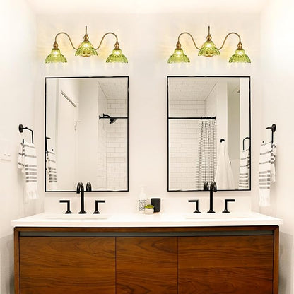 Vintage Bathroom Vanity Light 3-Light Bedroom Vanity Lighting Fixtures Green Wall Sconces for Living Room Hallway Dining Room Kitchen