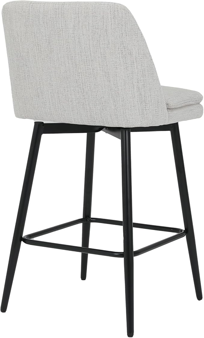 Modern Dining Chairs,Counter Height Swivel Bar Stools, 360° Swivel Upholstered Barstools with Solid Wood Frame, 26" Seat for Kitchen Island and Home Pub,Versatile Use,American Classic,White