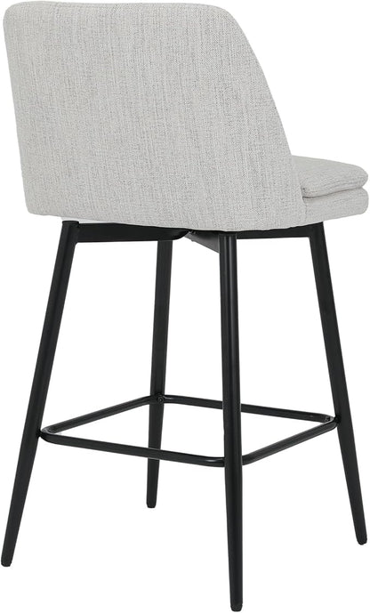 Modern Dining Chairs,Counter Height Swivel Bar Stools, 360° Swivel Upholstered Barstools with Solid Wood Frame, 26" Seat for Kitchen Island and Home Pub,Versatile Use,American Classic,White