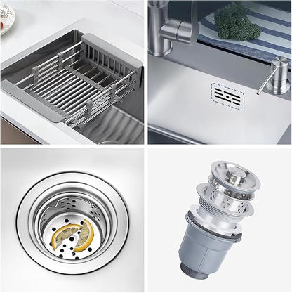32" x 18" Drop in Kitchen Sink, Nano-Coated Topmount Single Bowl Stainless Steel Sink with Drain Kit and Fruit Baskets