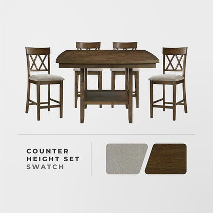 Lexicon Attis 5-Piece Counter Height Dining Set (Cross Back), Light Oak