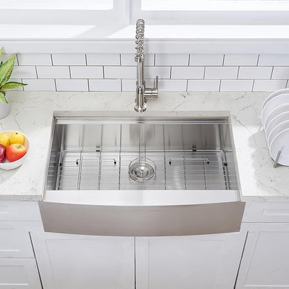 33 Inch Farmhouse Sink, 33x20x9 Stainless Steel Undermount Apron Front Farm Kitchen Sink Single Bowl 16 Gauge Workstation and with Accessories