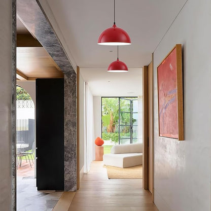 Red Farmhouse Pendant Light 11.8inches 2 Packs,Kitchen Pendant Lights, Industrial Pendant Light, Pendant Lights Kitchen Island for Living Room, Bedroom, Dinning Room, Office