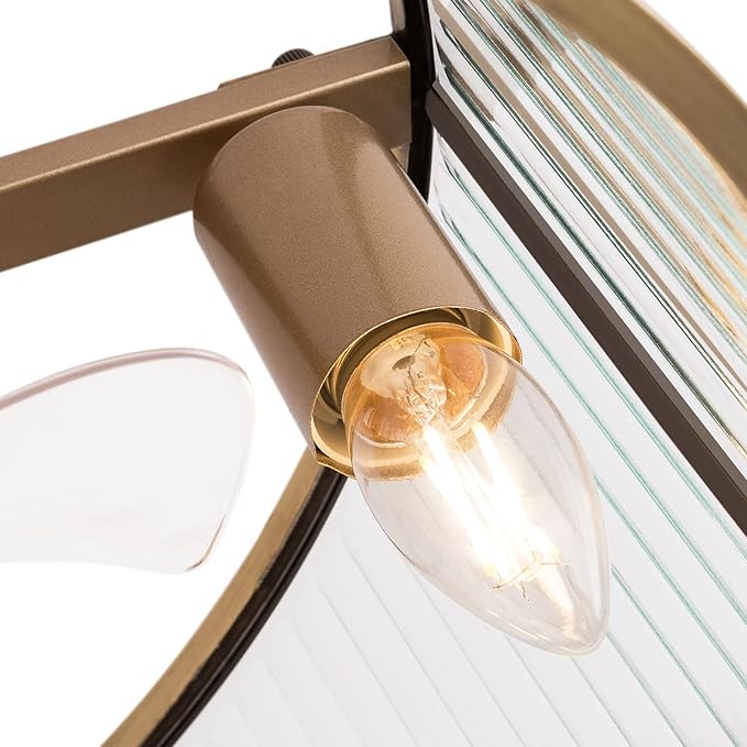 OUKANING Caged Fandelier Ceiling Fan with Light, Golden Ceiling Fans with Remote Control & Noiseless 35db - Farmhouse Rustic Bladeless Outdoors for Bedrooms, Dining Rooms, Kitchens and Living Rooms