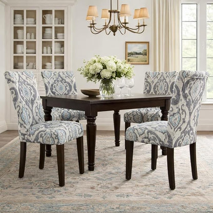 HomePop Parsons Classic Upholstered Accent Dining Chair, Set of 2, Suri Blue
