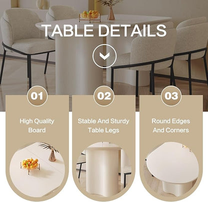 Dining Table Set for 4, Modern Kitchen Table with 4 Chairs, Dining Room Table Set for Kitchen,Dining Room,Home & Office (55.11" White Table with 4 Chairs)