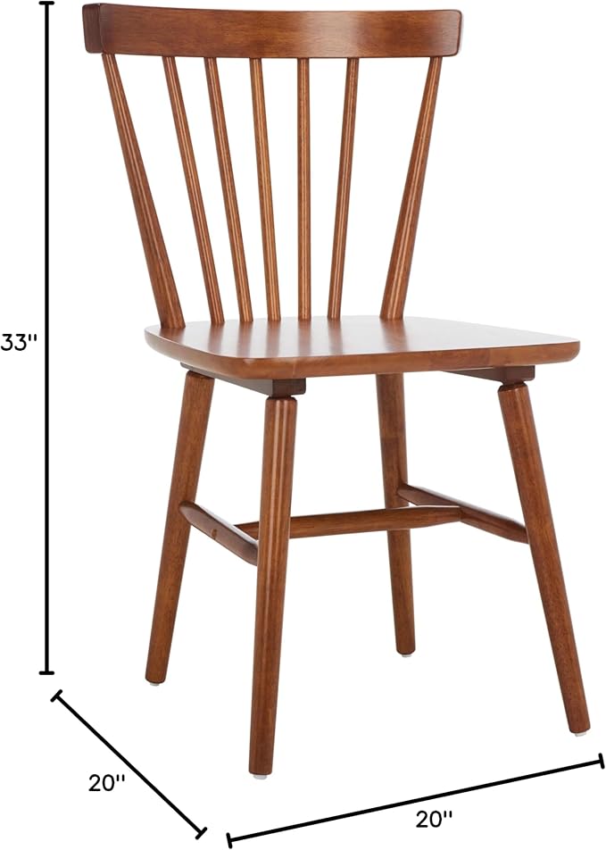 SAFAVIEH Home Collection – Winona Set of 2 Walnut Windsor Farmhouse Dining Chairs, Spindle Back Wood Chairs, Classic Casual Seating (DCH8500G-SET2)