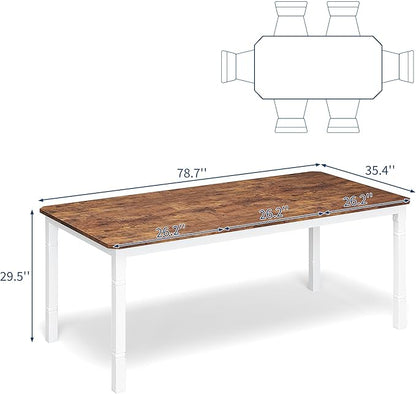 GAOMON Dining Table for 6-8 People - 78.7" Farmhouse Rustic Industrial Kitchen Table with Sturdy Metal Frame & Chamfered Corners, Wood Tabletop for Dining Room, Breakfast Nook, Small Space