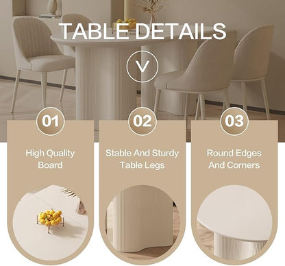 Guyii Dining Table Set with 6 Chairs, Modern Kitchen Table Set, Indoor Dining Table for Kitchen, Bar, Living Room, Breakfast Nook, Small Space, White