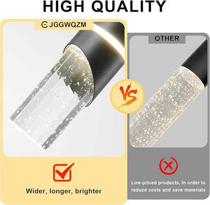 Pendant Lights Kitchen Island Dimmable LED 1-Light Black Pendant Hanging Light with Bubble Crystal Shades, Modern Kitchen Pendant Lighting Mini Pendant Light