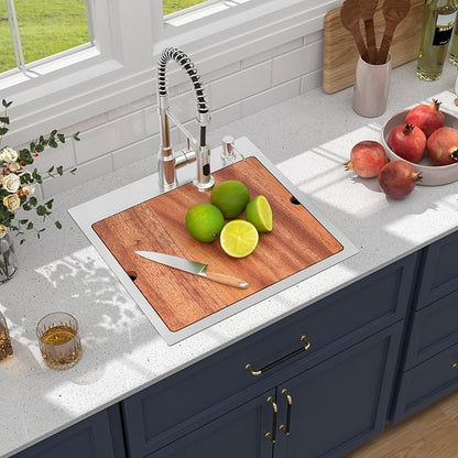 21 Outdoor Kitchen Sink - Beslend 21x20 Outdoor Sink Bar Sink RV Sinks Drop In, Topmount Stainless Steel Kitchen Sinks Wet Bar Sinks Workstation 16 Gauge Single Bowl Above Counter Indoor Outdoor