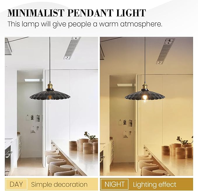 Hanging Plug in Light Rustic Black 13.8 Inch Lampshade with 14Ft Cord Bar Counter Hanging Light Fixture with Plug in Cord On/Off Switch Hanging Lamp Plug in