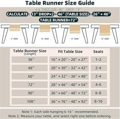 FEXIA Boho Table Runner with Tassels 60 Inches Long Christmas Thanksgiving Farmhouse Rustic Cream & Brown Macrame Table Runner for Home Dining Bedroom Bridal Shower Decor(12x60 Inches)