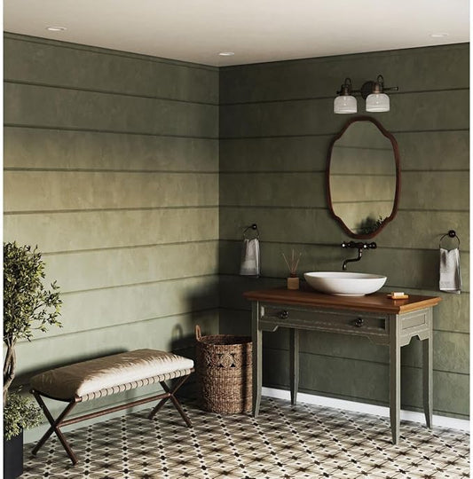 Progress Lighting P2991-74 Archie Collection Clear Double Prismatic Glass Coastal Bath Vanity, 2-Light, Venetian Bronze