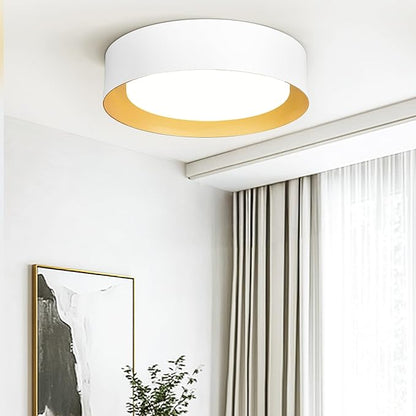 AUTELO 16" Ceiling Light, LED 5CCT Flush Mount Ceiling Light, White Light Fixtures Ceiling Mount fo with Frosted Glass in White Finish for Bedroom, C3336-40 WH LED