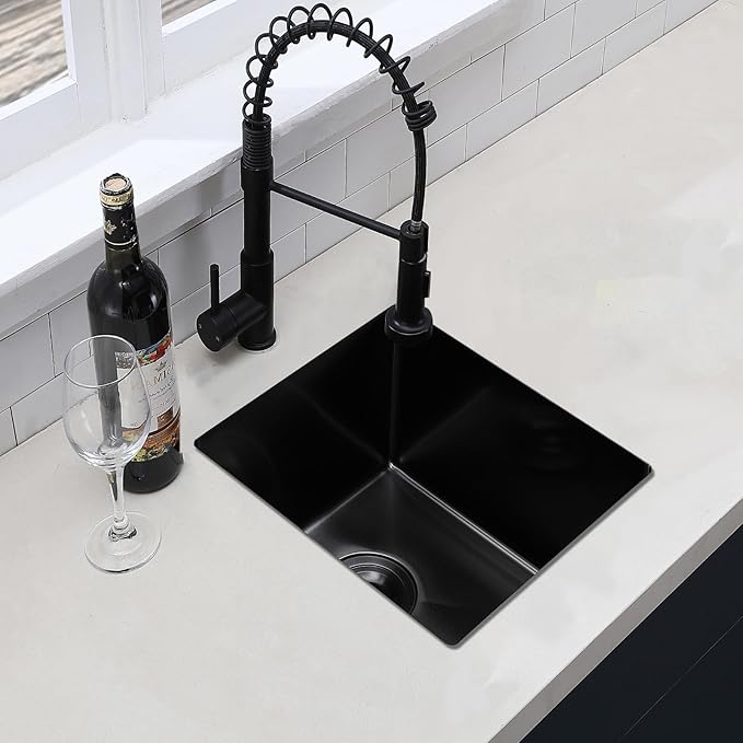 Hotis Undermount Bar Sink, Small Kitchen Sink, Black Bar Sink, Rv Otdoor Stainless Steel Wet Bar Prep Sink, 13 X 15 Inch Single Bowl