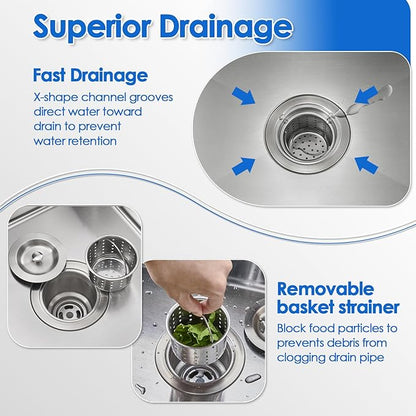ROVOGO 20 inch Drop in Bar Sink 304 Stainless Steel, 20"x16" Wet Bar Prep Sink Single Bowl for Small Kitchen, 9" Deep Sink Top Mount with 2-Hole & Drain Assembly, Brushed