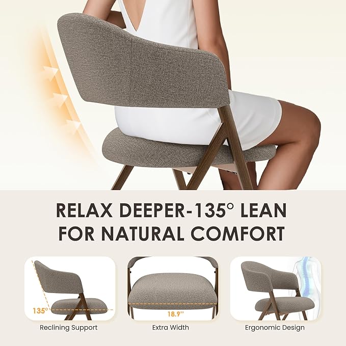 COLAMY Dining Chairs Set of 4, Modern Fabric Upholstered Dining Room Kitchen Side Chairs with Iron Legs, Open Back and Padded Seat, for Living Room/Restaurant/Cafe, Taupe
