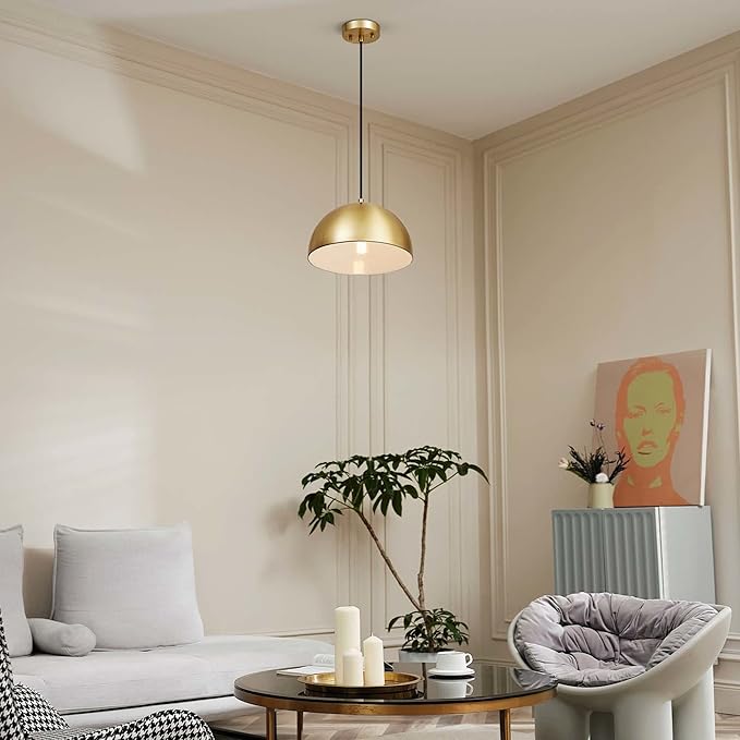 Globe Electric 65826 Hazel 1-Light Pendant Lighting, Matte Brass, Bulb Not Included