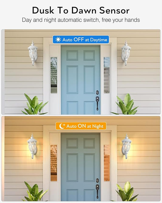VIANIS Dusk to Dawn Outdoor Garage Lighting Fixtures White, Delicate Exterior Lighting Fixtures with Bubble Glass, White Porch Lights Outdoor for Doorway, Garden, Garage, Vintage Style, Waterproof