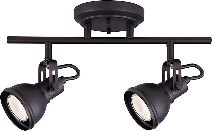 Canarm Polo 2-Light Track Lighting Fixture, Oil Rubbed Bronze, Modular Adjustable Heads, Modern Industrial Ceiling or Wall Mount for Living Room, Kitchen