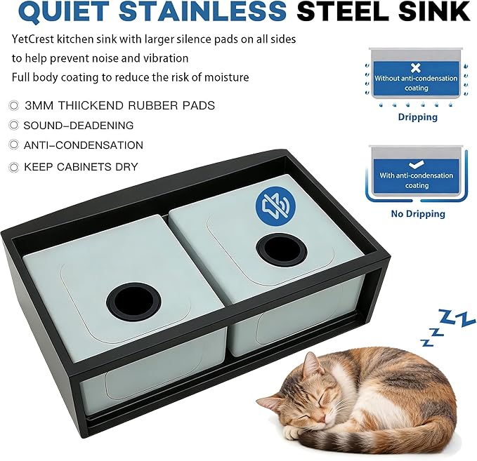 33 Inch Black Farmhouse Sink Undermount Double Bowl, 16 Gauge 50/50 Stainless Steel Apron Front Workstation Far Sink, 33"x20"x10" Large and Deep Kitchen Sink With Accessories