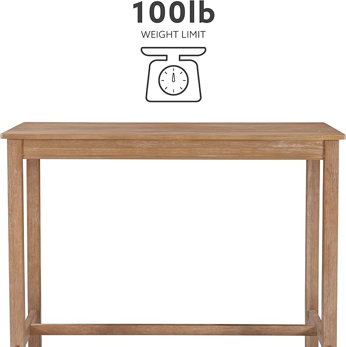 Linon 42 inch Height Pub Claridge Table, Distressed Brown Bar